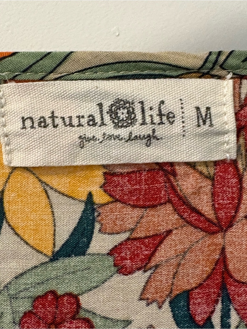 Natural Life Floral V-Neck Blouse Size Medium Oversized Bohemian Top - Picture 2 of 4